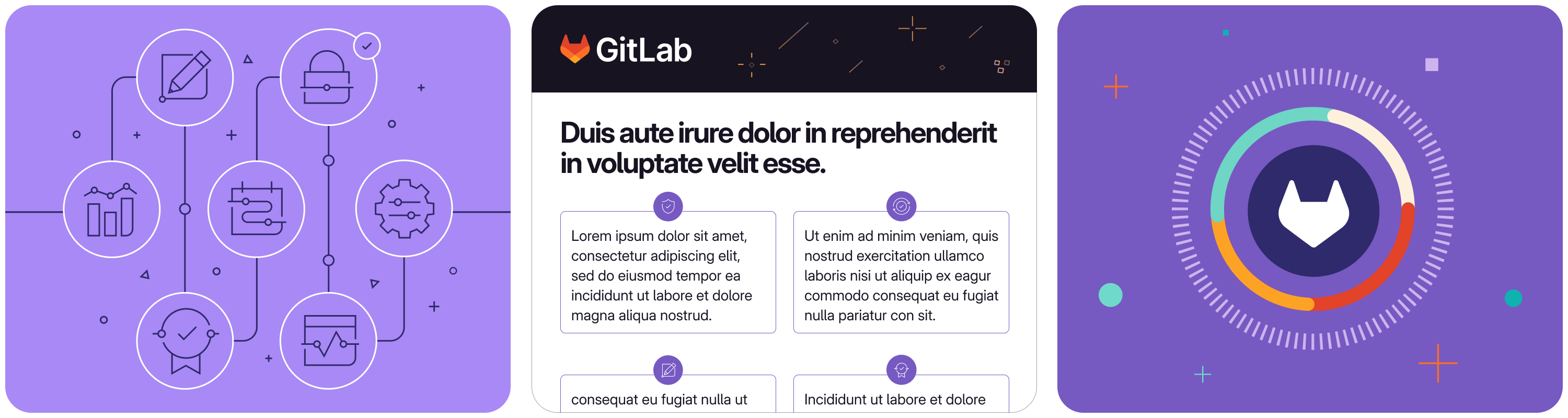 Three visual examples using accents and symbols