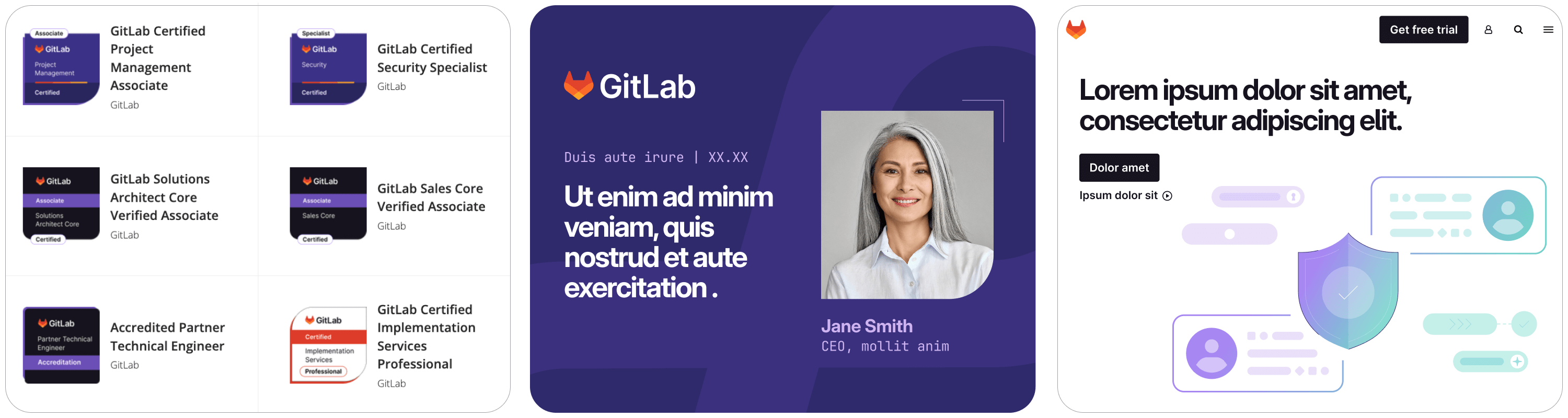 Three visual examples using curved containers