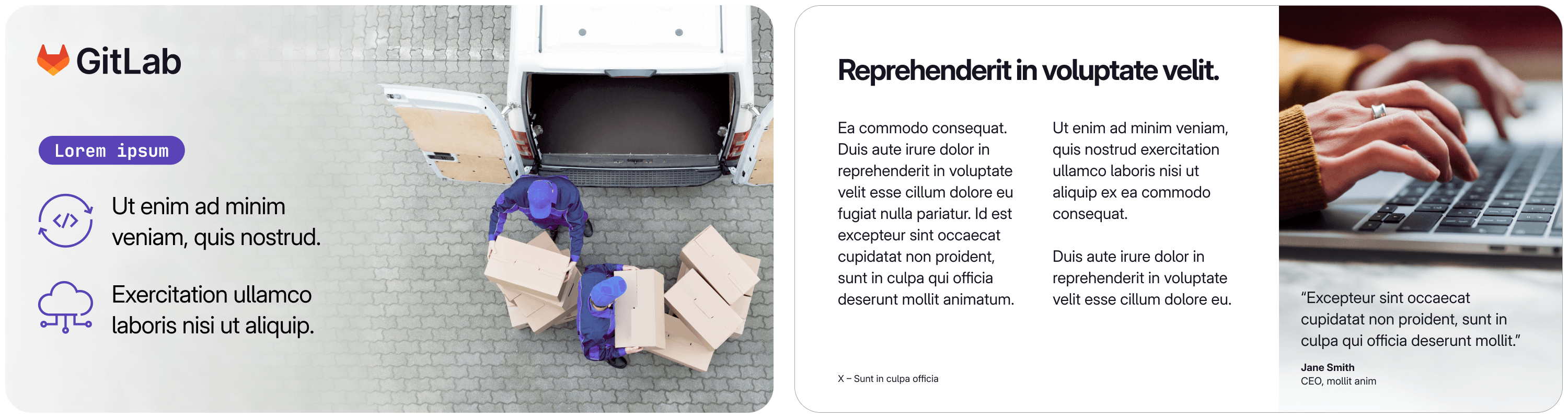 Two examples of photos with text overlays